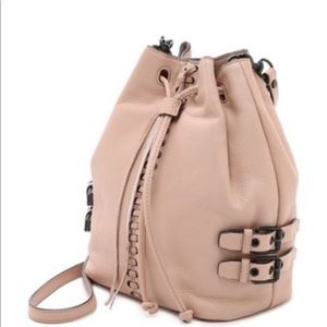 Rebecca Minkoff Beige Leather Moto Bucket Bag